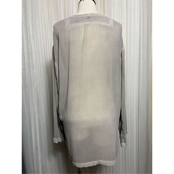 IAN Long Sleeve Sheer Gray Silk Tunic Swimsuit Cover Up Size Small - Picture 3 of 5
